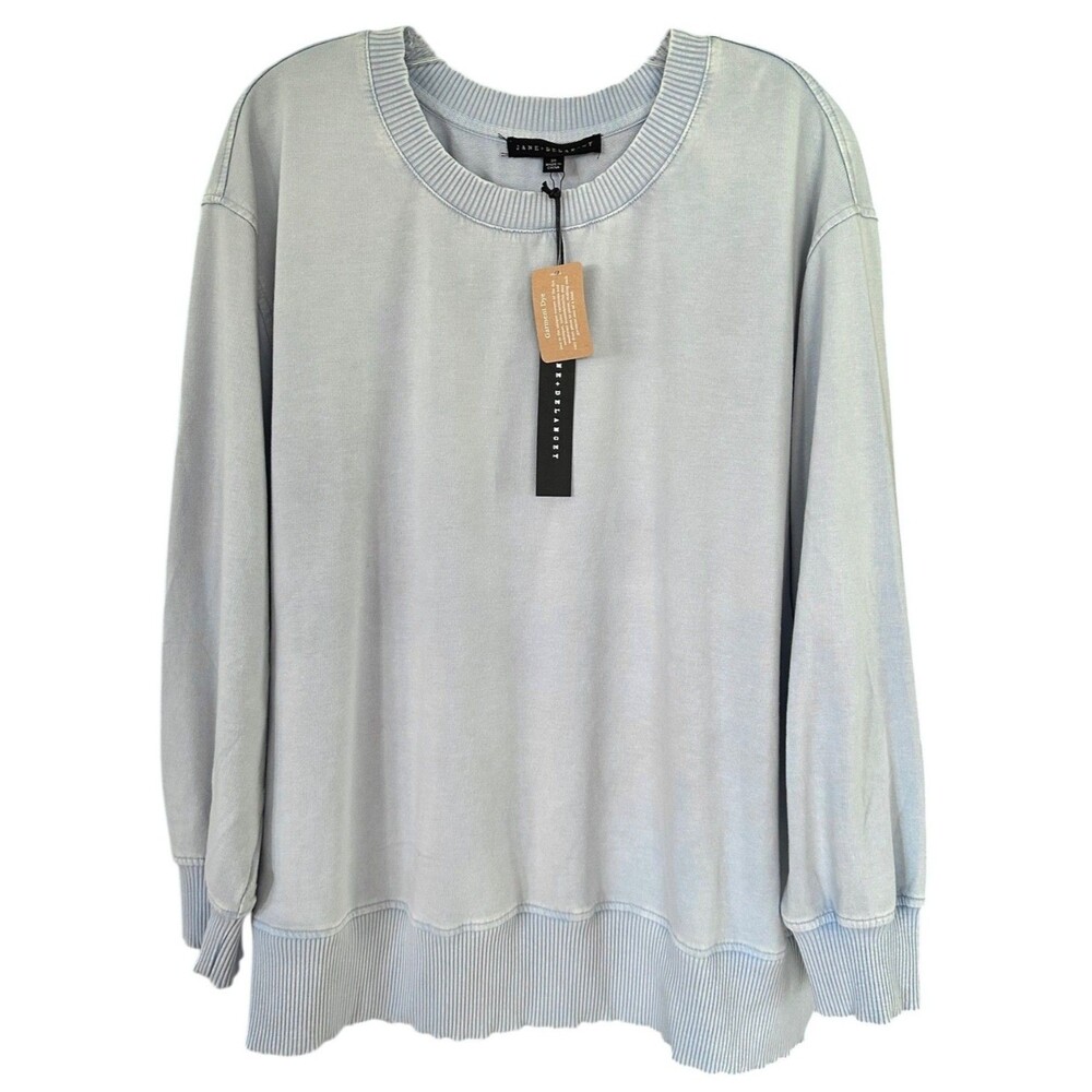 Jane & Delancey Women's Pullover Top Garment Dye Long Sleeve Plus Size 3X Blue
